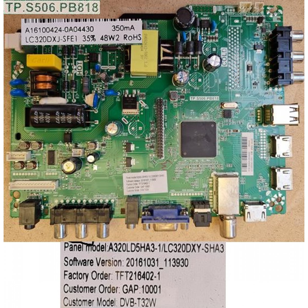 PIECES DETACHEES: Carte mère Tv Grandin LED32AHC1700E TP.S506.PB801 - D'occasion en très bon état