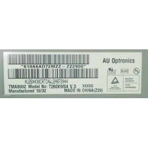 LG 26LD350 LCD SCREEN PANEL T260XW04 V.3