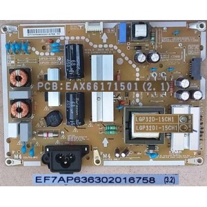 LG 43LF5900 POWER BOARD EAX66171501 LGP32DI-15CN1 EAY63630201