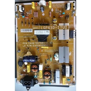 LG 43UJ654T POWER BOARD EAY64529301 EAX67267601 LGP43D-17U2